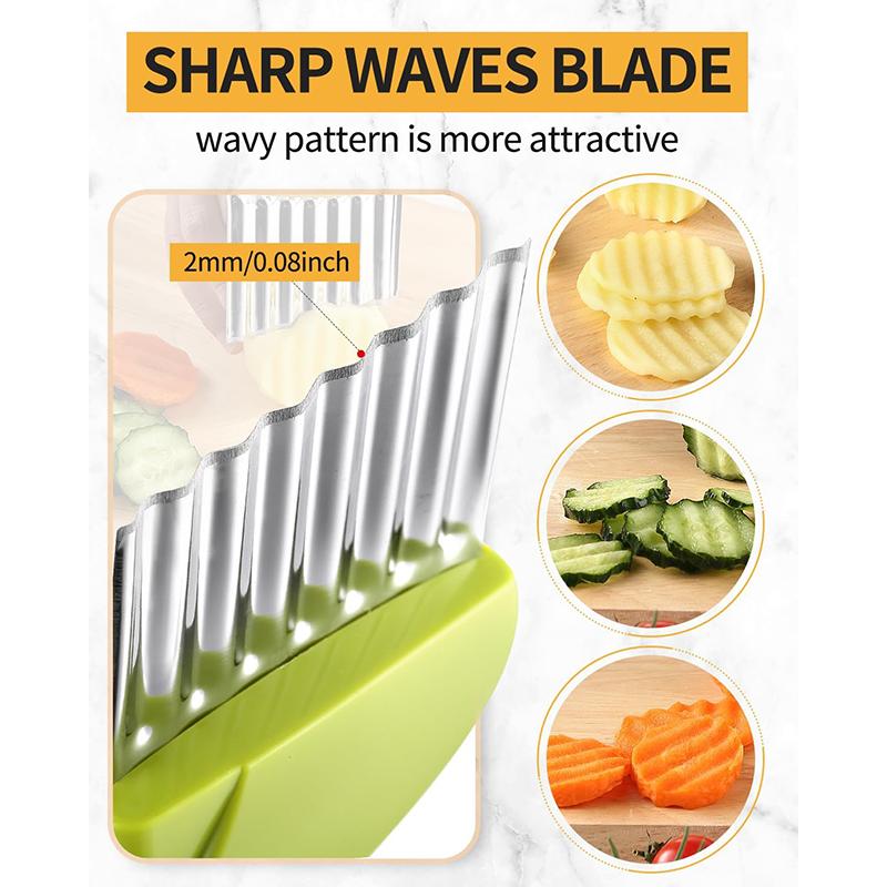 1 Pcs Crinkle Cutter Stainless Steel Potato Carrot Chip Vegetable Crinkle Wavy Chopper Cutter Fry Slicer Kitchen Accessories