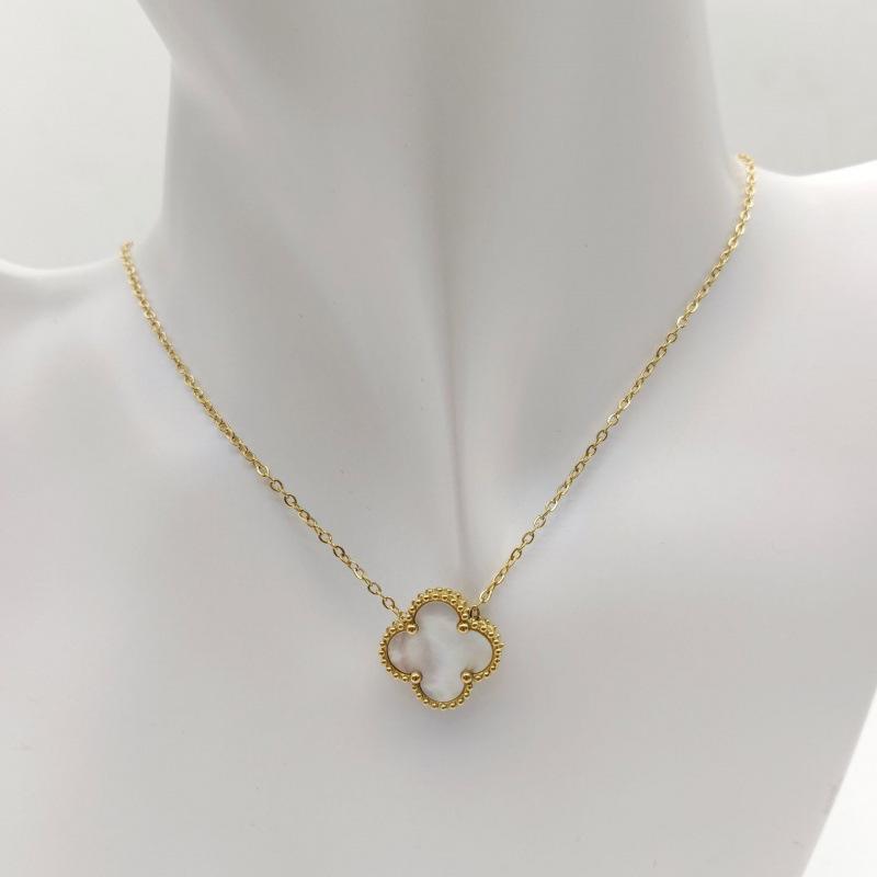 15MM Double-sided Titanium Steel Four-leaf Clover Necklace Female Simple Fashion Clavicle Chain Necklace