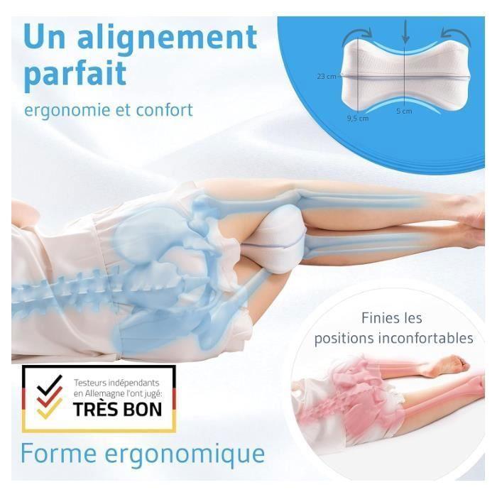 Coussin Orthopédique Jambe et Genou,Soulage Mal de Dos,Ergonomique Mousse à Mémoire,Respirant Lavable,Sangle Ajustable,Blan COUSSIN