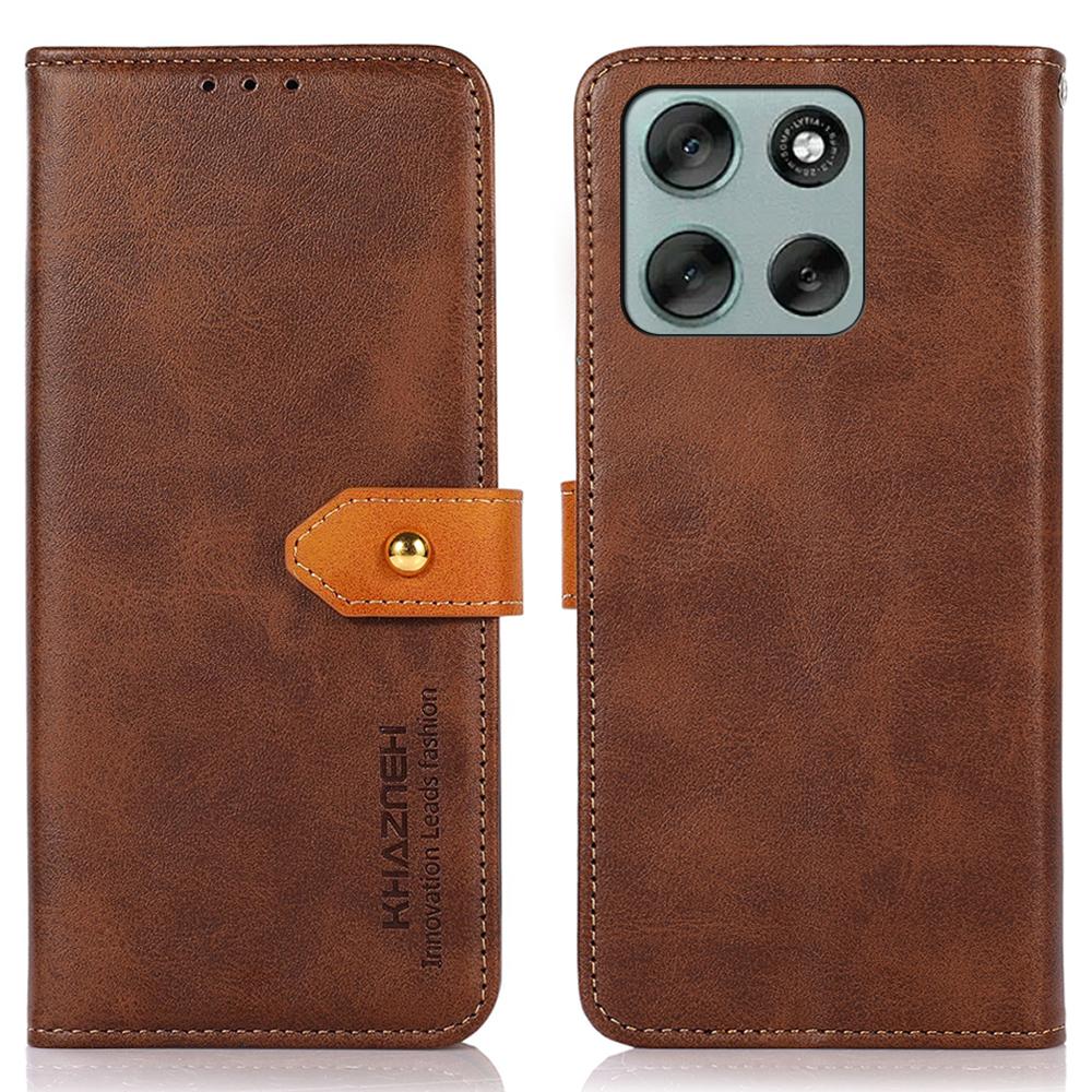

KHAZNEH For Motorola Moto G56 5G Wallet Phone Case Stand Leather Flip Cover Brown
