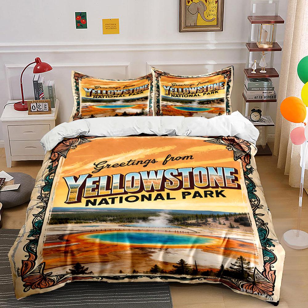 

Yellowstone National Park landscape. Bedding sets Duvet cover sets Duvet covers Pillowcases(1 * Duvet Cover 2 * Pillowcases, without duvet insert) 135x200cm