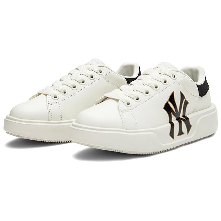 New MLB Chunky Classic Low Top Skateboard Shoes Unisex Beige Black 3ASXCCB3N-50IVS