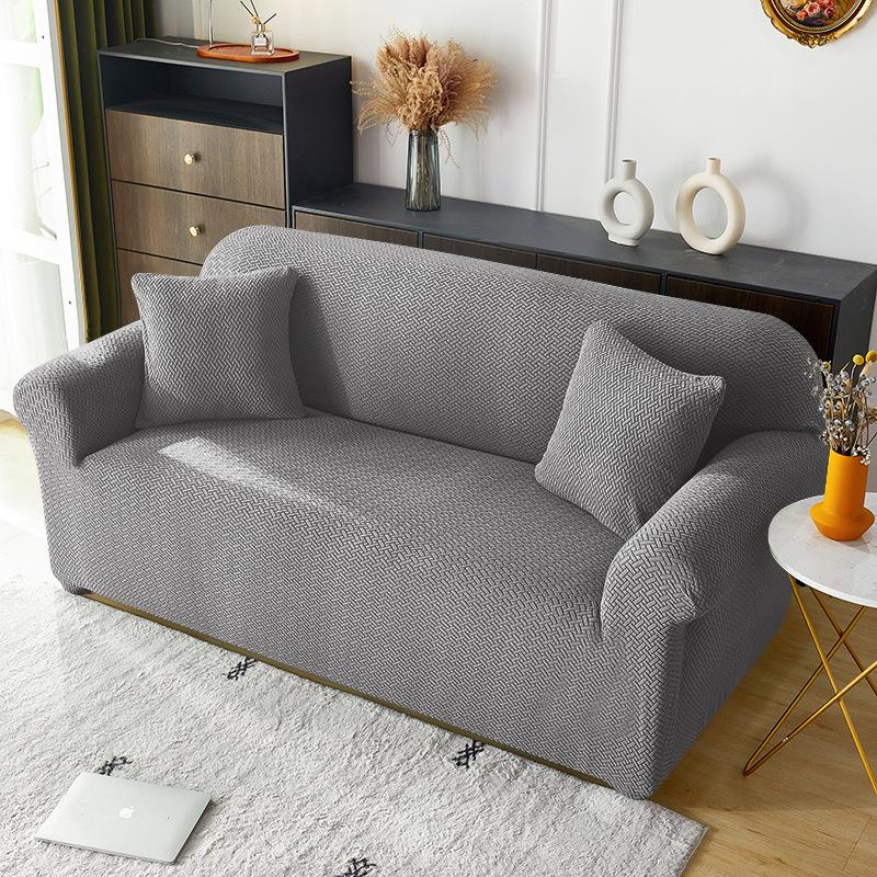 T-shaped Jacquard Sofa Cover Home Solid Color Non-slip Elastic Fleece Combination Pet Fabric Sofa Dust Cover