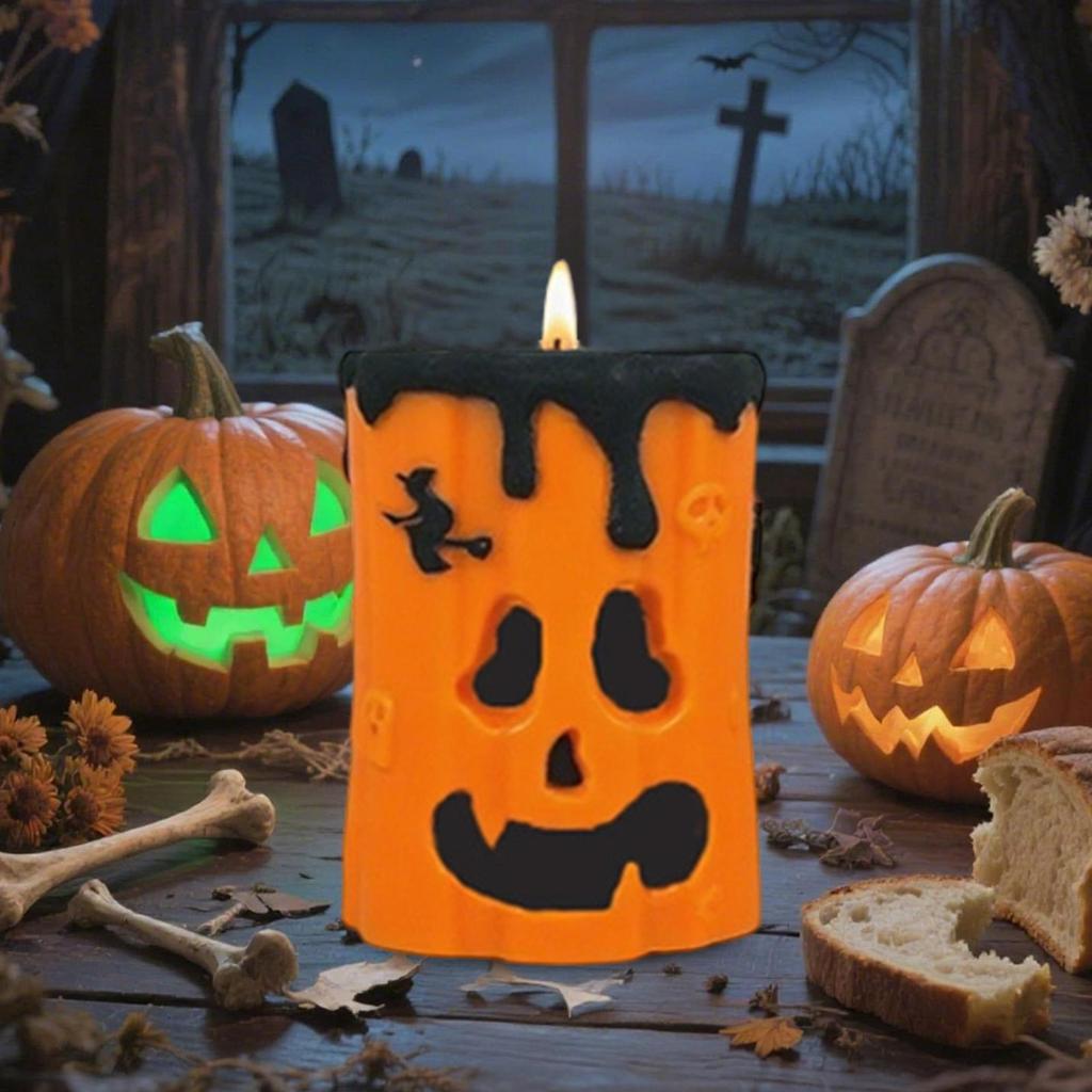 Candle Casting Halloween Mold Ghost Face Pumpkin Candle Mold Reusable Silicone Tool Crafting Decoration Moulds For Beginners