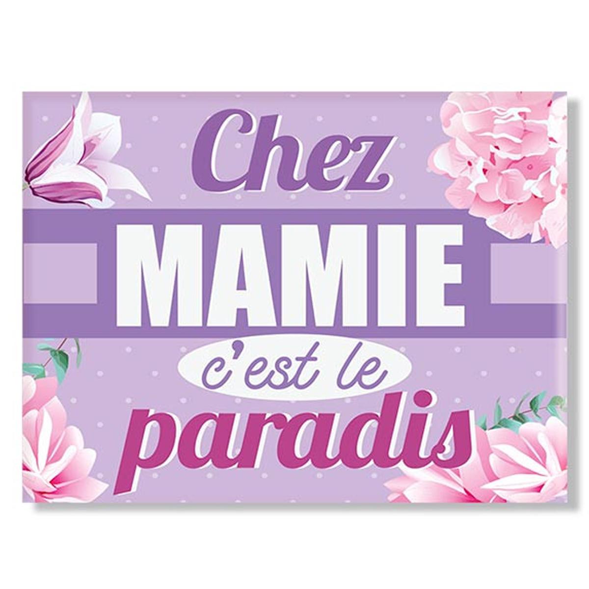 

Les Trésors De Lily [A3367] - Керамический магнит Mamie фиолетового цвета. (У Мейми это рай) - 8x6см