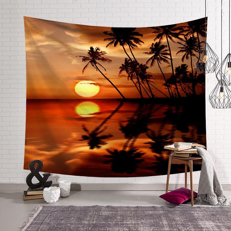 Background Tapestry Wall Rug Beach Towel Sea View Series Live Picnic Wallpaper Bedroom Dormitory Room Bedside Wall Rug