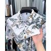 Chinese Style Ink Plum Blossom Short Sleeved Shirt For Men Retro Breathable Shirt