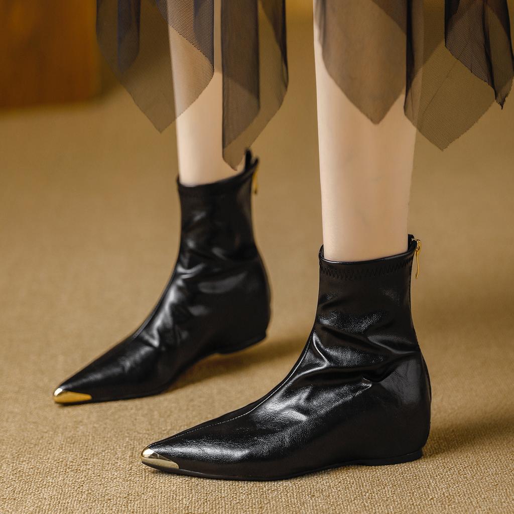 2026 Elastic Slim Boots Women's Fashion Pointed Toe Elastic Soft Leather Boots Autumn Winter High Inner Heel Comfortable