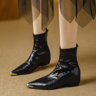 2026 Elastic Slim Boots Women's Fashion Pointed Toe Elastic Soft Leather Boots Autumn Winter High Inner Heel Comfortable