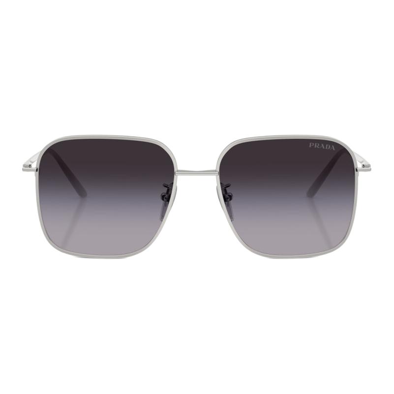 Prada Metal Square Sunglasses With Logo Women Sunglasses Silver PR-C54SD-1BC90A