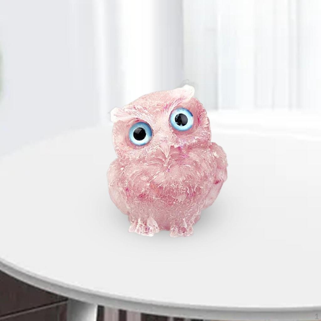 3D Owl Statue Collection Miniature Decor Crystal Decoration for Tabletop Office Bookshelf