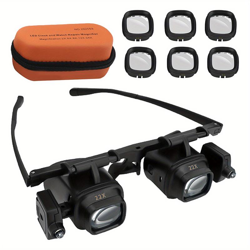 

Led Watch Jeweler Repair Magnifier Head Mounted Adjustable Headband Magnifying Glasses Loupe Lens 8x 12x 24x For Precision Work чорний