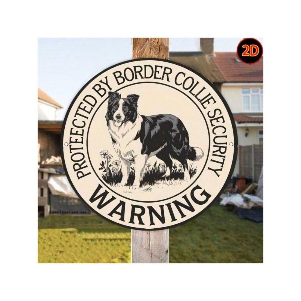 Retro Border Collie Metal Wall Art Poster for Bar Decor