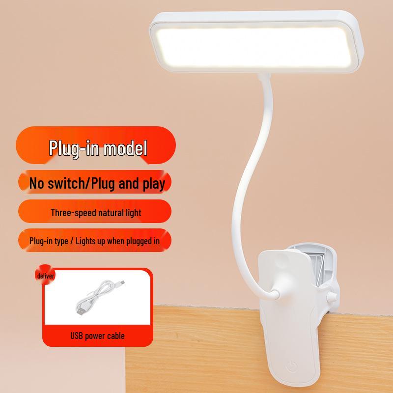 Dual Power LED Clip-on Desk Lamp for Study, Dorms, Kids & Reading - Bedside, Plug-in or Battery Use