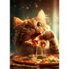 Funny Cat Eating Pizza Canvas Prints Posters Mural Cute Pet Kitten Pizza Poster Canvas Wall Art Painting Pictures for Home Decor