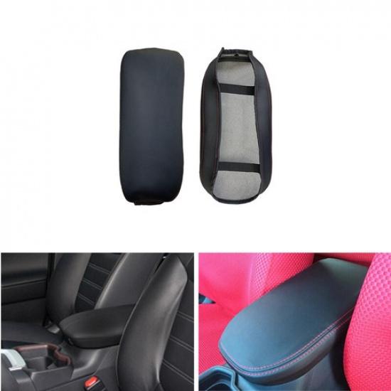 Black Red Line Leather Car Armrest Box Console Cover For Toyota RAV4 -