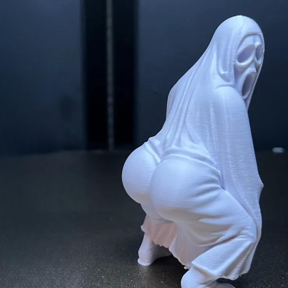 Shake Butt Ghost Statue, 3D Printed Electric Butt Dance Ghost Face Killer, Scream When You Like Fullness, Halloween Parody Gift