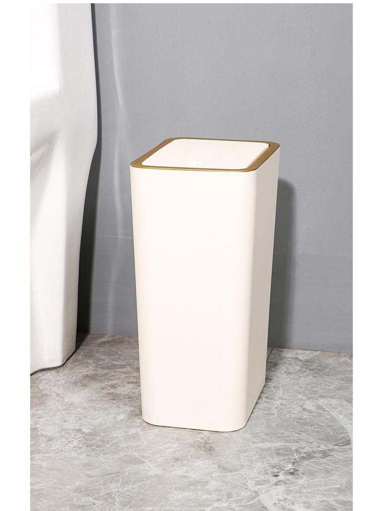 Press-Type Large Capacity Trash Can with Lid for Living Room, Kitchen, Bathroom, or Toilet - Hands-Free Operation