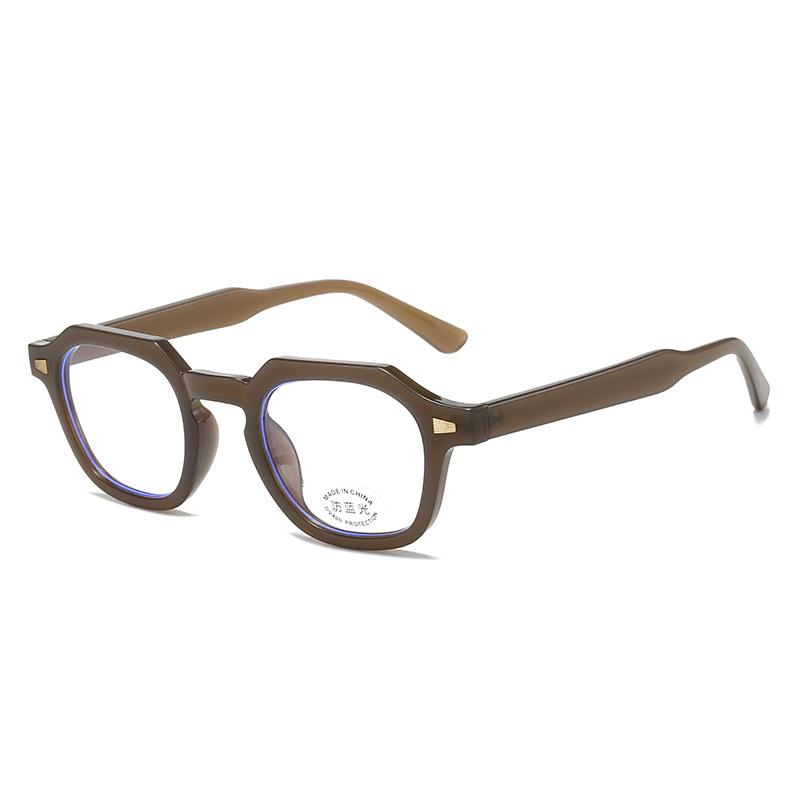 Men'S Glasses Irregular Full Frame Pc Temple Retro Rice Binding Frame Can Be Equipped With Anti-Blue Lenses