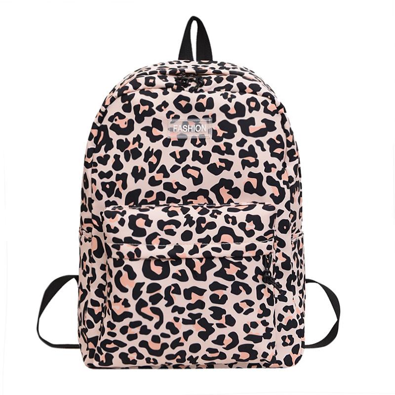 Schoolbag Street Trend ins Vintage Backpack European and American Leopard Print School Bag Female Student Travel Light Leisure Commuter Backpack