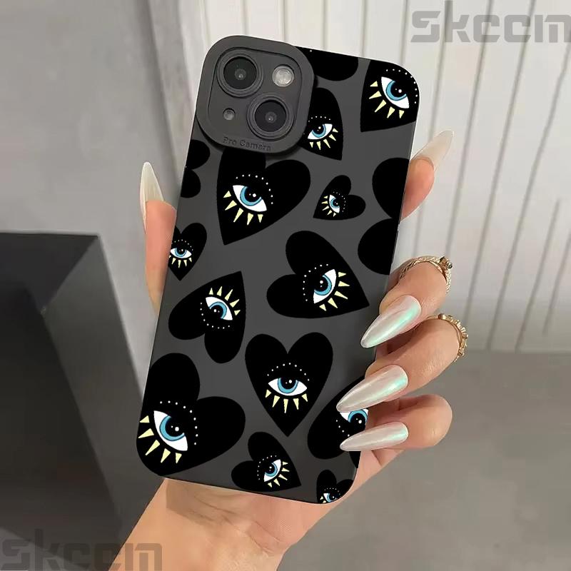 Creative Evil Eye Pattern Silicone Phone Case For iPhone 16 Pro Max 14 15 Plus 11 12 13 Mini X XS XR 7 8 16E Shockproof Cover