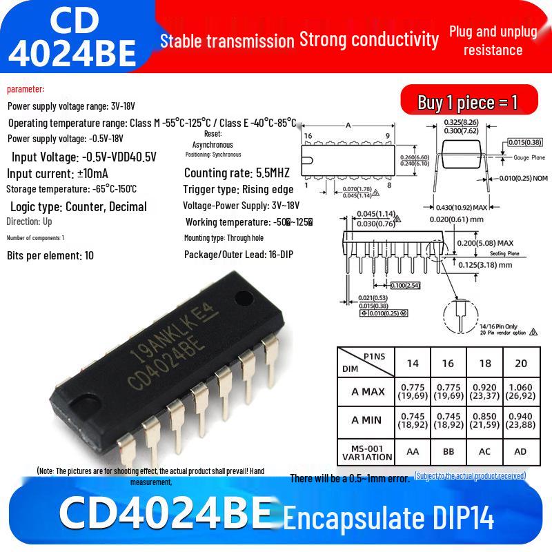 CD4017BE & CD4000 Series IC Chips (CD4001/11/66/82/106/4051/52/69/21/50/81)