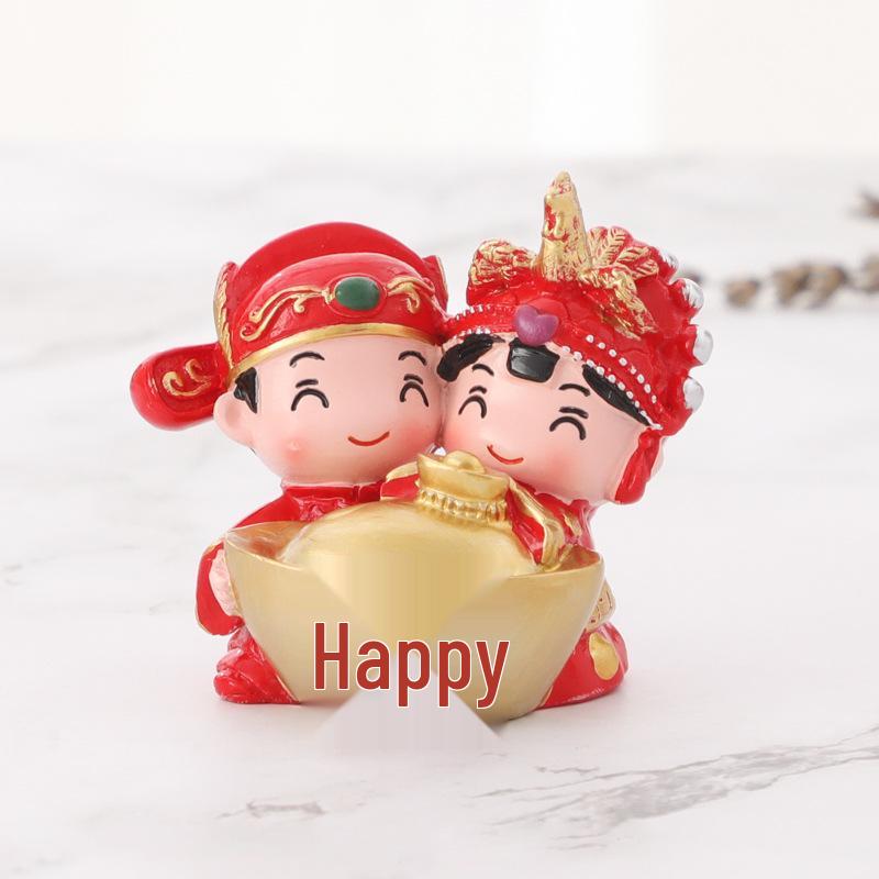 

Chinese Style Wedding Doll Figurines: Decorative Resin Crafts for Home and Living Room, Perfect Festive Gifts 5x4x6 cm