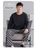 Herren Pyjama-Set aus reiner Baumwolle mit Karomuster – Langärmlig, Übergröße, Teenager-freundlich, Für drinnen oder draußen, Frühling/Herbst.