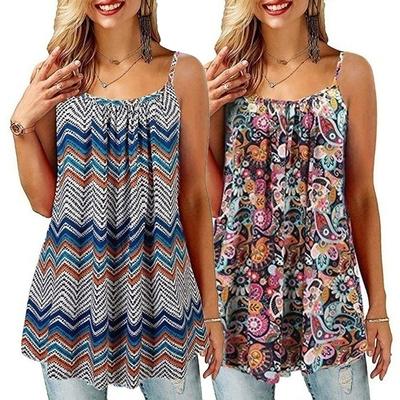 Dámska vesta bez rukávov veľkej veľkosti s potlačou Pláž Ležérne Boho Bohemia Letné voľné tielka Blúzka