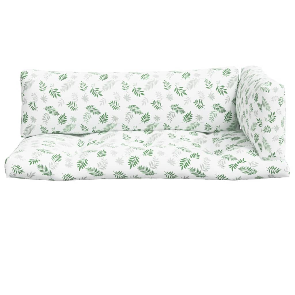 3 Piece Pallet Cushion Set with Leaf Pattern Oxford Fabric