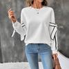 Autumn Women's New Contrast Color Three-dimensional Bow Round Neck Long-sleeved Pullover Sweatshirt