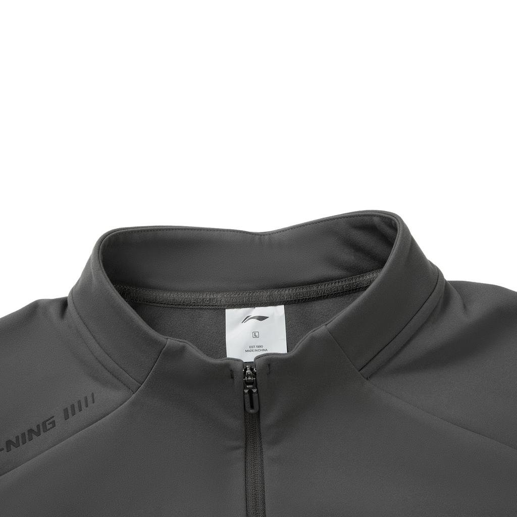 Li Ning Minimalist Stand Collar Brand Logo Letter Print Versatile Casual Comfortable Long Sleeve T-Shirt Men Tops ATLV365-2