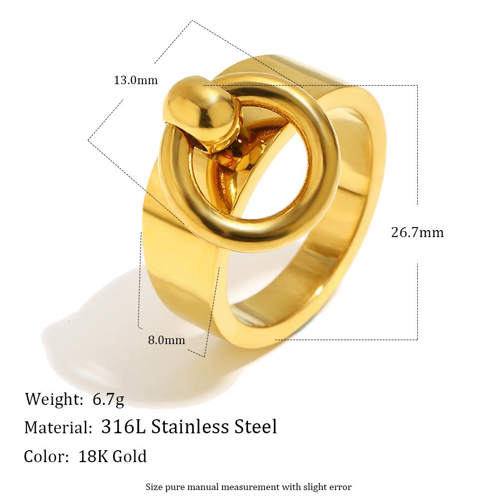 

MamacitaSlay Двойное круглое кольцо из нержавеющей стали 316L с покрытием 18K золотом, водостойкие украшения, кольца для мужчин и женщин, креативные, крутые, DIY, подарки 6 золотой