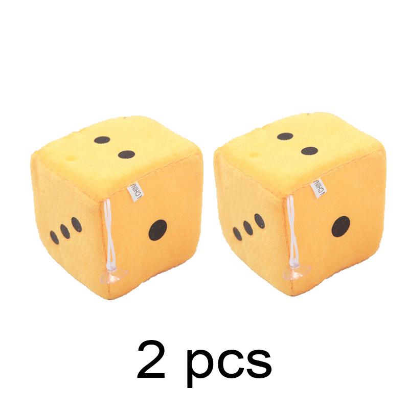 2x Car Dice Ornament Rearview Mirror Hanging Ornaments Car Styling Plush Fuzzy Dice Decoration Auto Interior Accessories Pendant