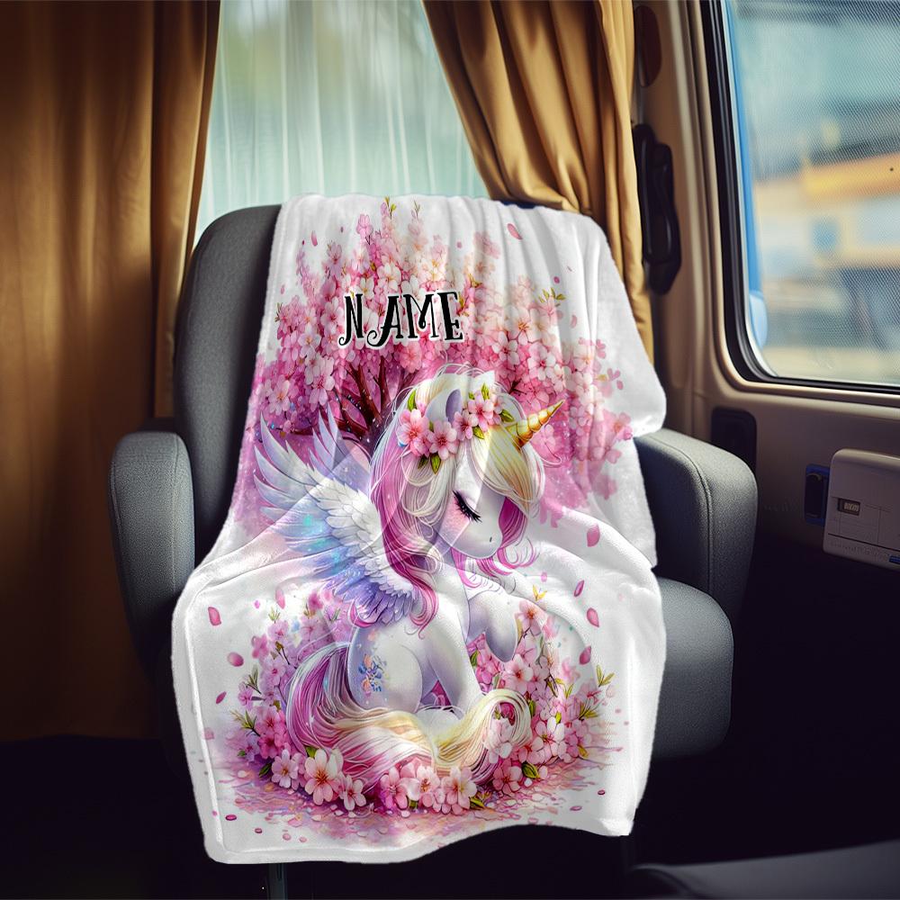 Unicorn Theme Home Customize Your Name Blankets Comfortable Soft Lightweight Allseason Multipurpose Blanket For Picnics Sofas Offices Beds Living