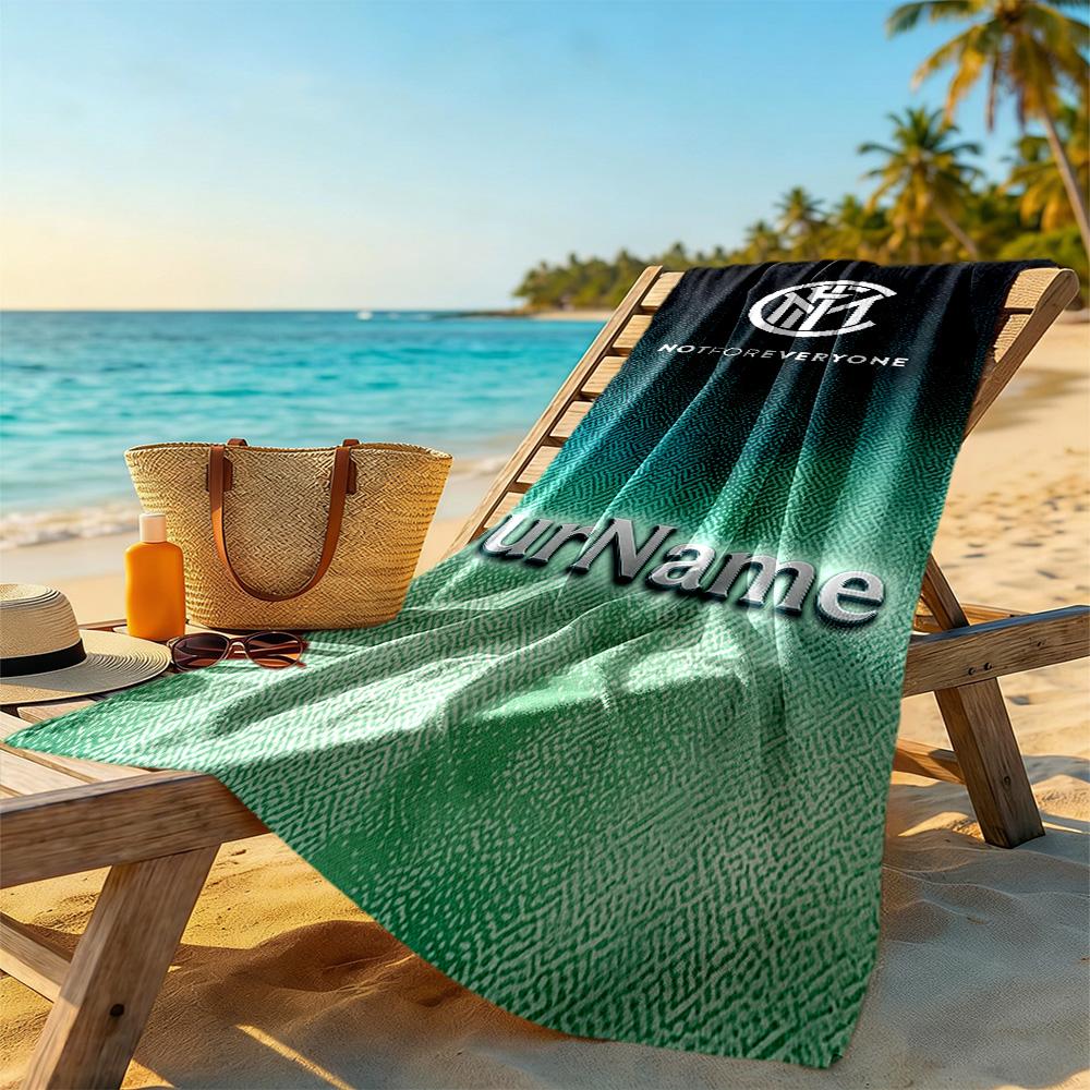 Inter Milan Personalized Name Beach Towel Soft Durable Quick-Dry Ideal for Travel Outdoor Swim Pool Yoga Surf Camping Hiking Gym Gift Holiday