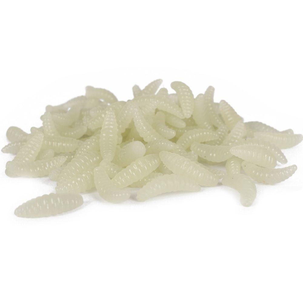 50PCS 2.1cm 0.5g Soft Fishing Lures Artificial Design Soft Texture Breadworm Lure Silicone Material Maggot Lure