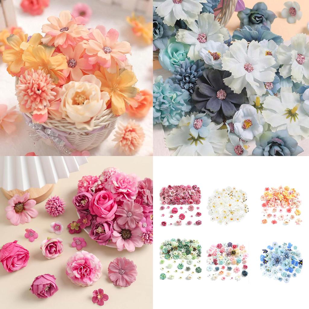 80Pcs Artificial Flower Heads 25-43mm for Craft Wedding Bouquets Flower Arrangements Cake Decoration Hair Accessories
