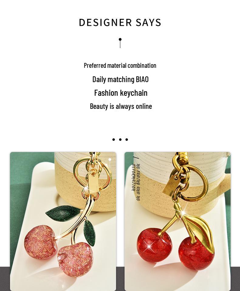 Cherry Keychain Bag Charm - Women's Exquisite Bag Jewelry & Car Key Accessory