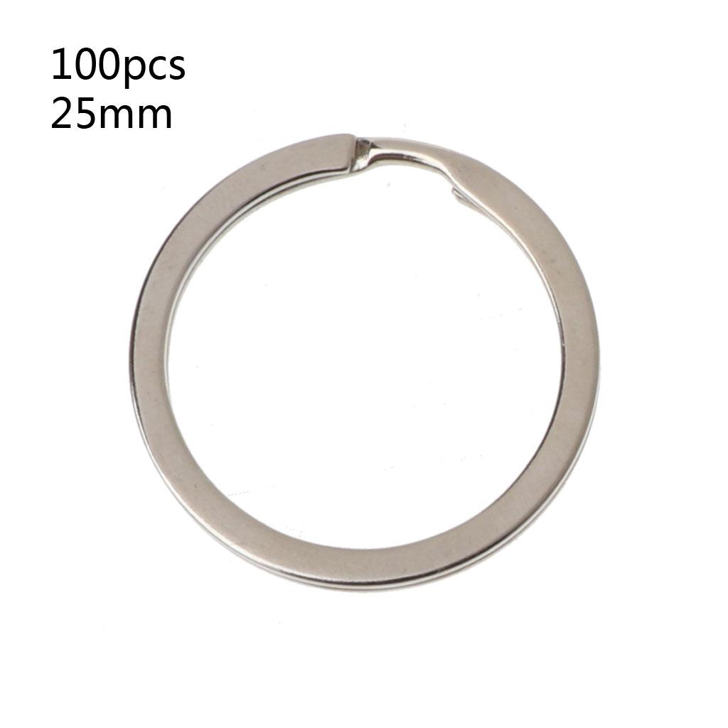 100 Pieces/Set Simple Unisex for Key Holder Metal Round Flat Keyring 25/28/30/35