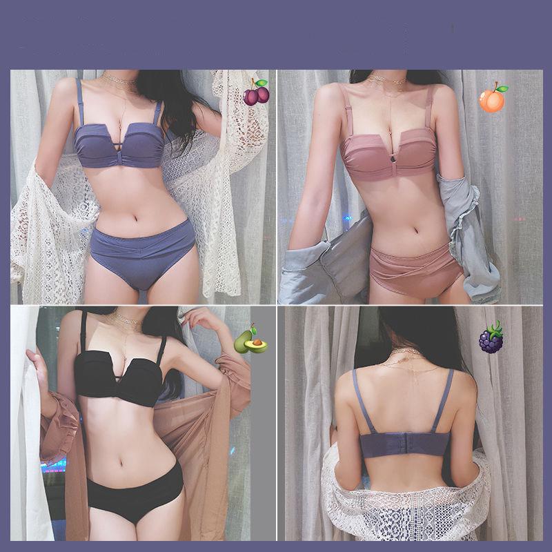 Women's Small Chest Gathered Adjustable Bra Sexy Underwire Bra Beautiful Back Bra Underwear