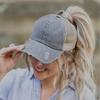Vintage Ponytail Baseball Cap Women izable Fit Snapback Hat Mesh Distressed Summer Cap Woman Sunhat