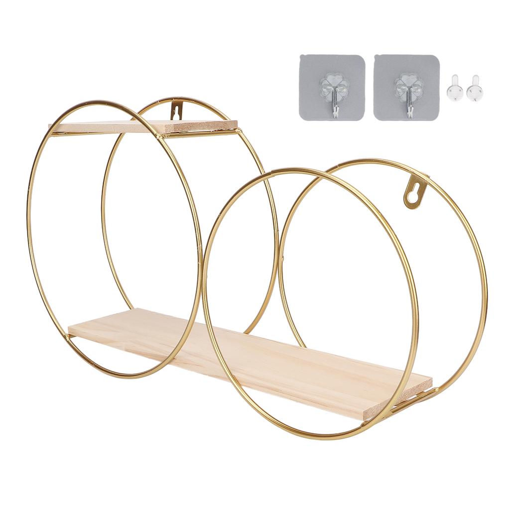 Wall Hanging Storage Shelf Metal Round Decorative Wall Mount Floating Organizer for Bathroom