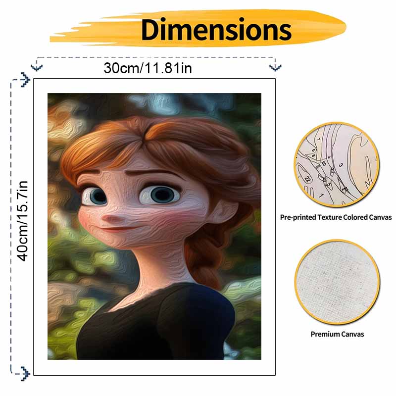 Disney Anna Paint By Number Kit Portrait Drawing Canvas DIY Picture Home Decor Modern Wall Art Gift For Fans Unique Hobby Crafting Decor