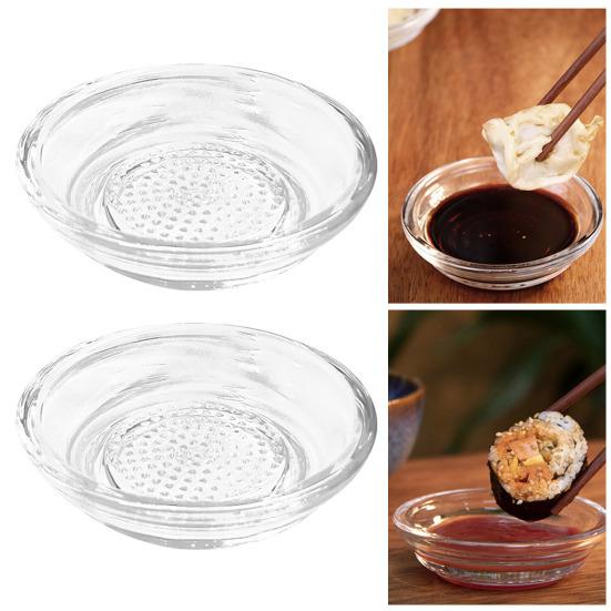 Yousheng 2 ks Japonská skleněná struhadla Miska na koření 60 ml Mini miska na dip s drážkami na strouhání Multifunkční nástroje na krájení zázvoru, česneku a cibule