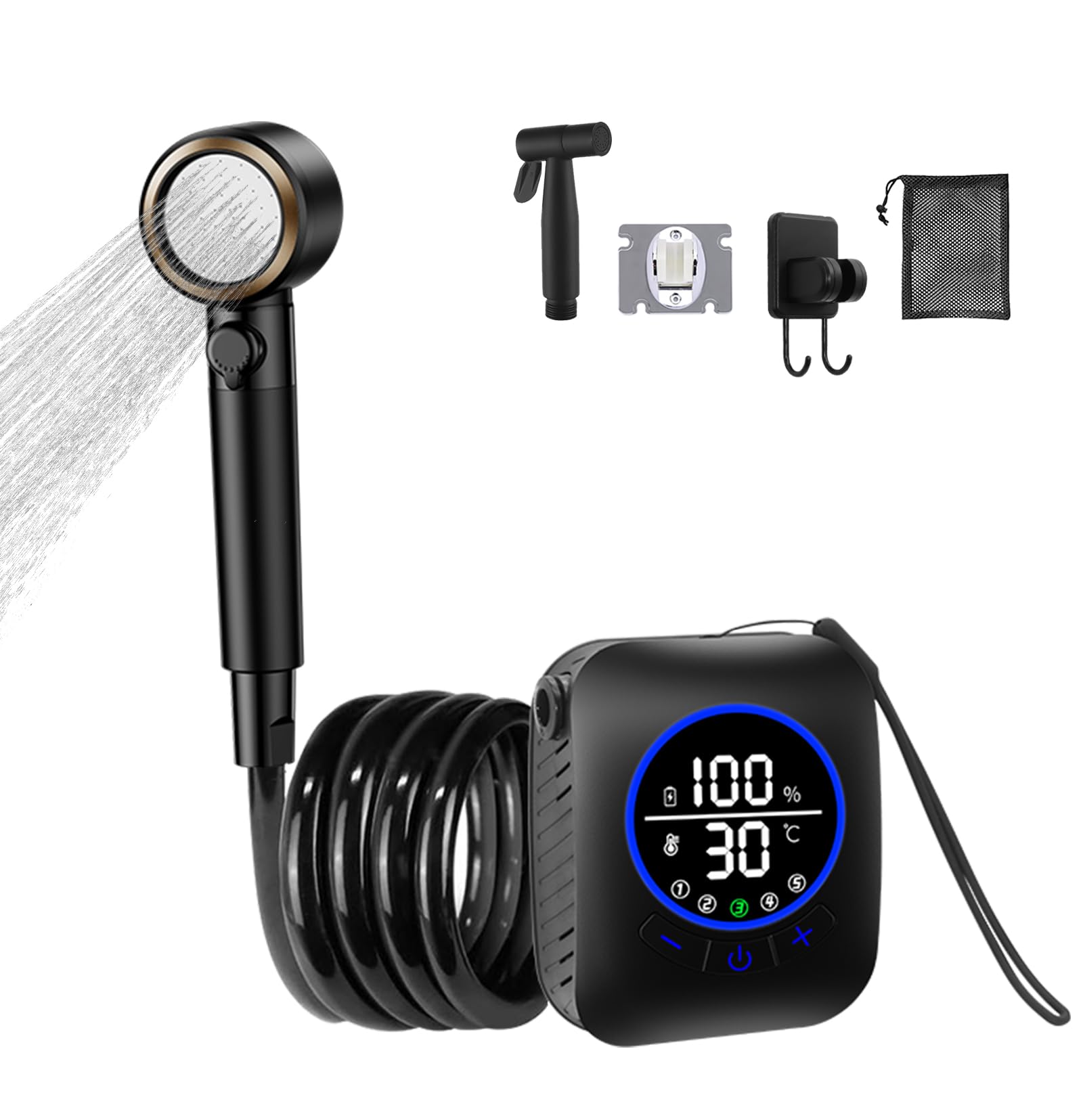 

ZenCT Portable Shower Pump for Outdoor Use [2025 Model - Powerful] 8000mAh, 5 Power Levels, 3 Water Flow Modes & Stepless Water Flow Adjustment, Type-