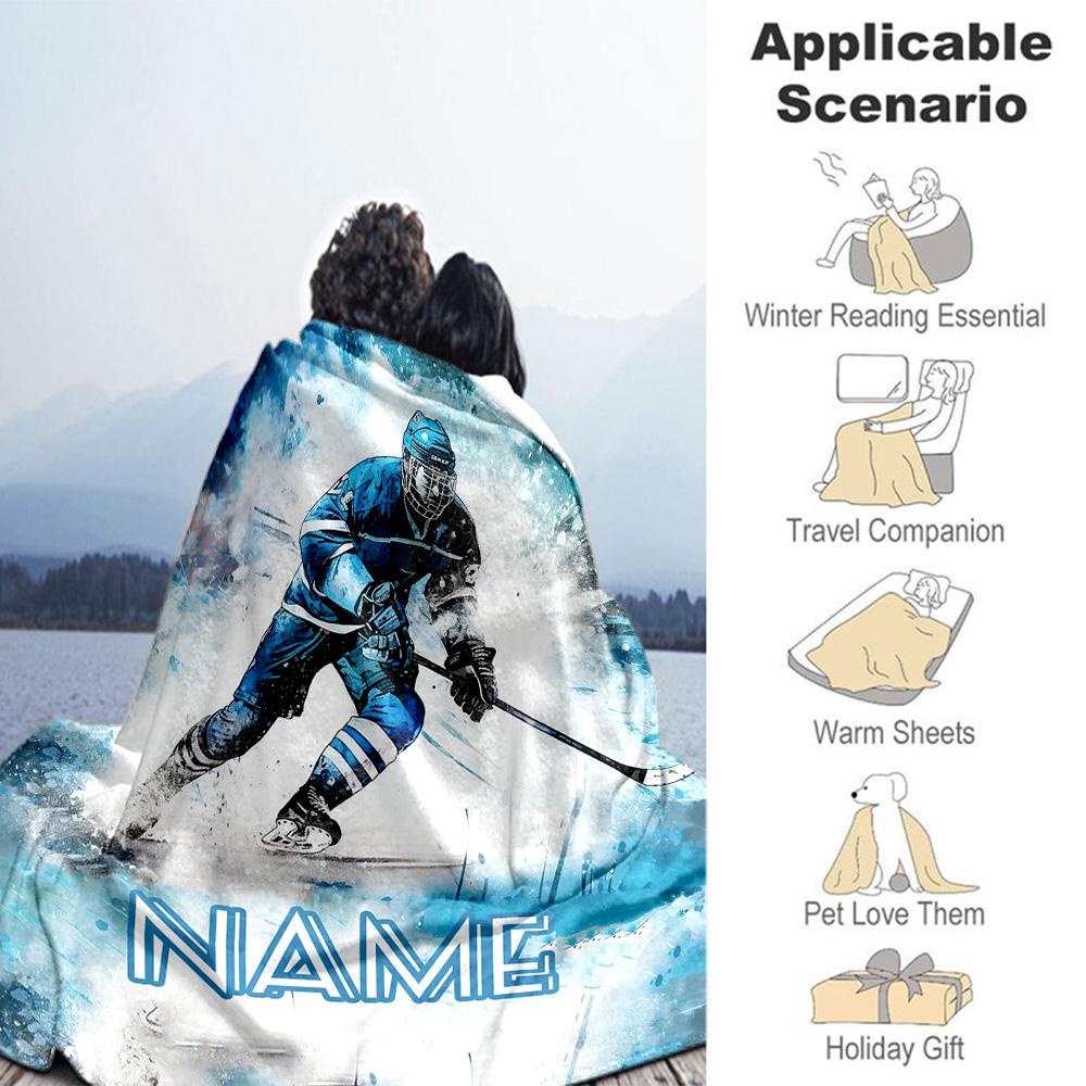 Hockey Style23 Customize Text Blanket Throw Customizable Blanket Soft & Cozy for Seaside Office Chair Bed Sofa Ideal for All Seasons