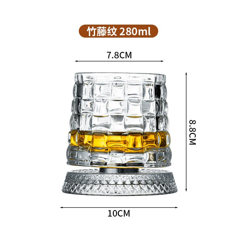 Crystal Rotating Whisky Tumblers Cocktail Whiskey Glasses Bar Drinkware for Bourbon & Scoth & Vodka, Whiskey Drinks Etc