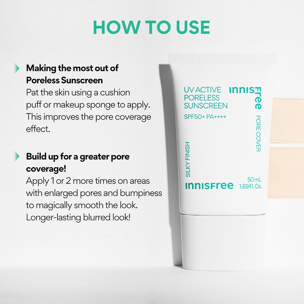 Innisfree UV Active Poreless Sunscreen 50mL Improves Improves and Covering Pores and SPF50+ / PA++++ [Makeup Base/Sunscreen] Complexion, Clarity,