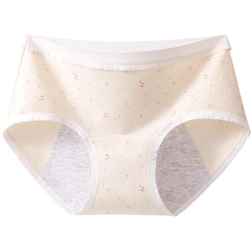 Girls Spring and Autumn New Floral Pure Cotton 10A Antibacterial Crotch Breathable Physiological Period Waist Triangle Briefs